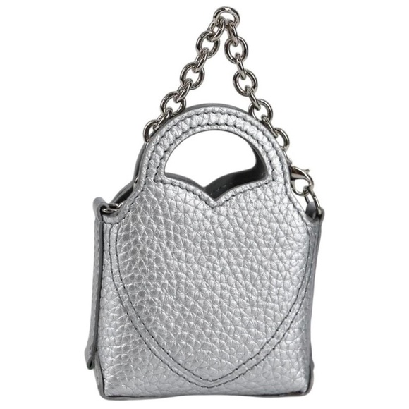 New Tiffany & Co. Return To Tiffany Micro Nano Silver Leather Bag Charm Chain - Picture 2 of 15